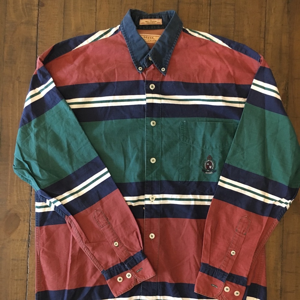 Guess Striped Button Up Shirt Vintage